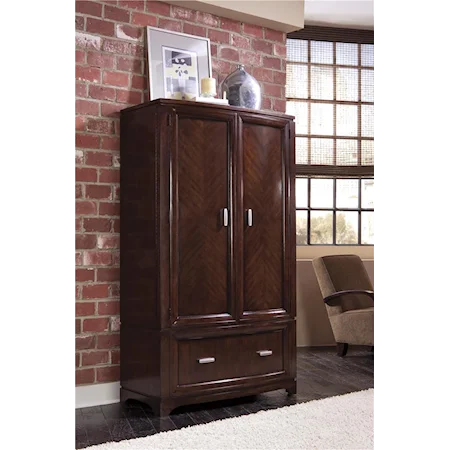 Chocolate Cherry Finish Armoire with Two Doors and one Drawer